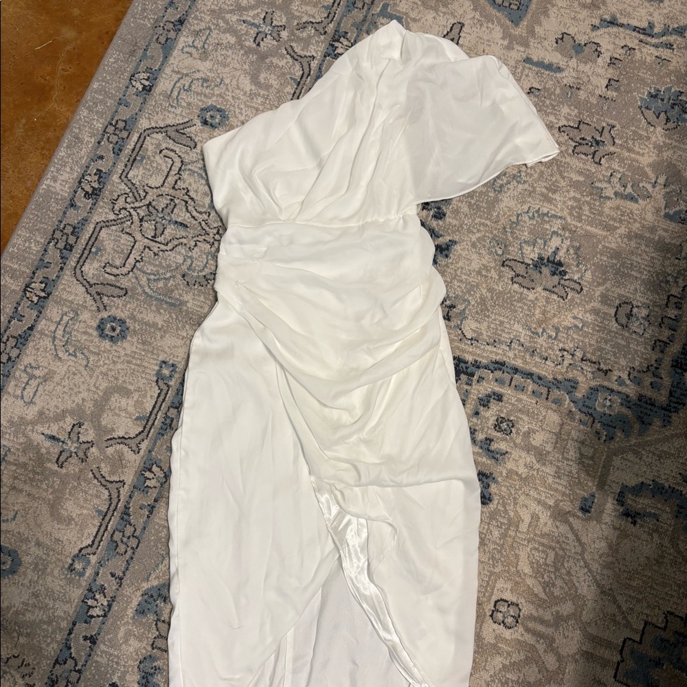 Women’s One shoulder White wrap dress